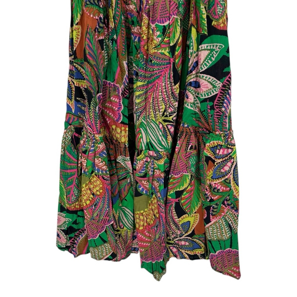 GB Leaf Print V-Neck Tie-Back Tiered Maxi Dress size Juniors Medium NWT Tropical - Picture 8 of 13